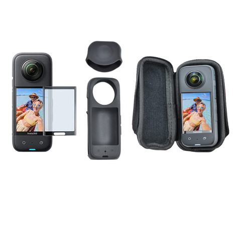 VGSION x3 Accessory kit-Protective Case+ Screen Protector +Silicone Case Lens Cap for Insta360 One X3