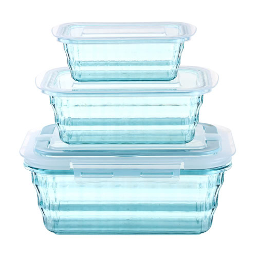 Taiuloo Set of 3 Food Storage Container, BPA Free Salad Bowls with Lids, Salad Lunch Container To Go with Handle, Plastic Meal Prep Storage Containers for Snacks, Fruits, Blue