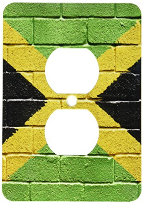 3dRose lsp_156913_6 National Flag of Jamaica Painted Onto a Brick Wall Jamaican Light Switch Cover