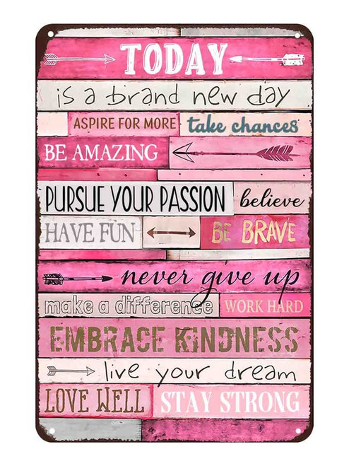 Wall Decor - Inspirational Quotes Wall Art - Motivational Bedroom Tin Sign Decor for Teen Girls - Office Gifts for Women 12x8 inch