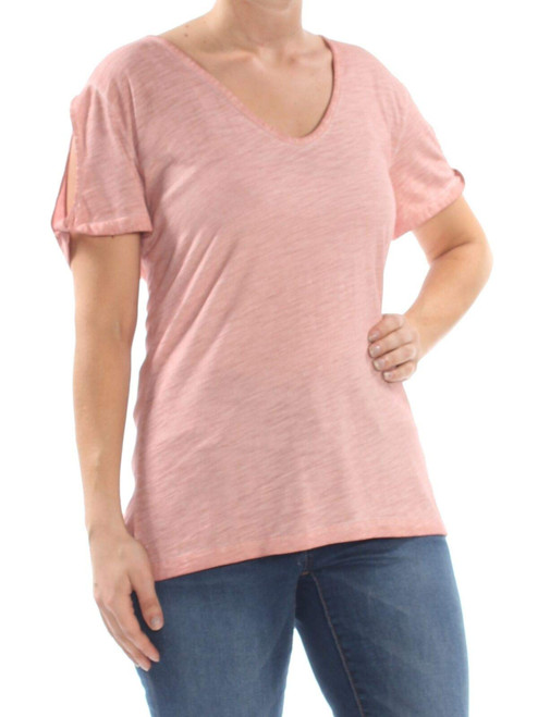 Sanctuary Womens Slub Cold Shoulder T-Shirt Pink L