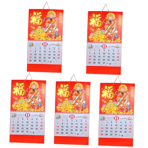 EXCEART 5pcs 2024 2024 Wall Calendar feng shui calendar Spring Festival Calendar chinese wall calendar 2024 chinese planner 2024 chinese scroll calendar China Daily Paper Chinese style