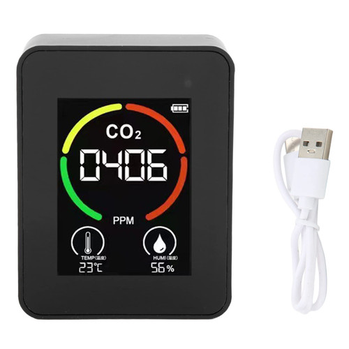 CO2 Detector,Air Quality Monitor Indoor,CO2 Meter,Portable Carbon Dioxide Detector,USB Charging Thermometer Hygrometer for Home School Office Factory,Real Time Monitor