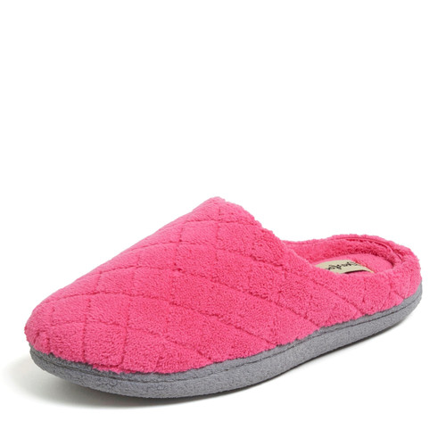 Dearfoams Women's Leslie Washable Memory Foam Terry Clog with Wide Widths Slipper, Paradise Pink, 11-12