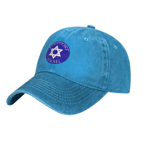 wikjxiz I Support Israel Vintage Baseball Cap Mens/Womens Adjustable Trucker Hats Washed Denim Cowboy Hat Blue