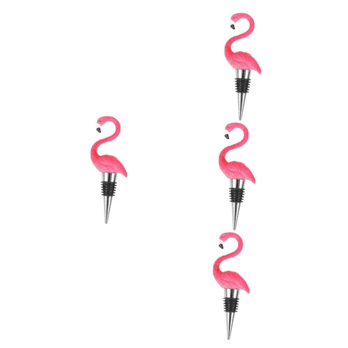 BESTOYARD 4pcs Flamingo Wine Stopper Metal Wine Stopper Wedding Bottle Stopper Delicate Wine Stopper Wine Bottle Saver Wine Saver Stainless Steel Trim Wine Bottle Stopper Jewelry Resin