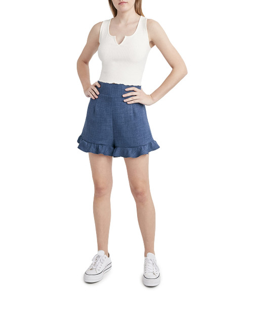 BCBGeneration Women's Ribbed Henley Top, Ivory, X-Small