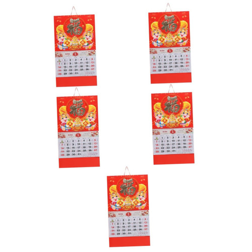 Didiseaon 5pcs 2024 Wall Calendar tear off daily calendar chinese calendar book 2024 Lunar year calendar 2024 monthly calendar 2024 feng shui calendars China Paper delicate office