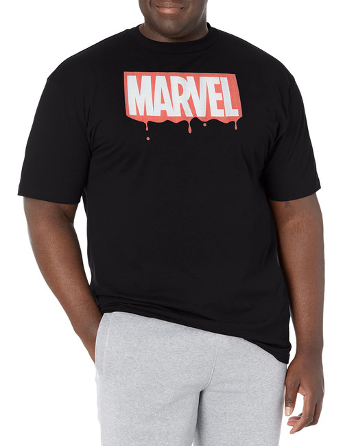 Marvel Tall Classic Big Drip Men's Tops Short Sleeve Tee Shirt, Black, 5X-Large
