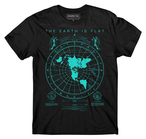 Smart People Clothing Flat Earth Map t-Shirt, Earth is Flat, Firmament, NASA Lies, New World Order Black XX-Large