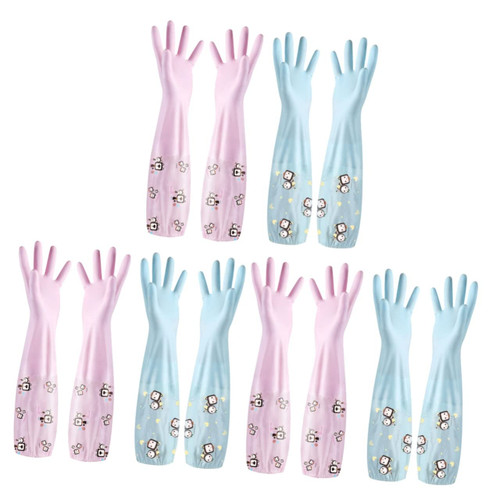 Healeved 6 Pairs plastic gloves latex gloves Waterproof Gloves Long Gloves Protection Kitchen Gloves Dishwashing Gloves Rubber Gloves large dishwasher