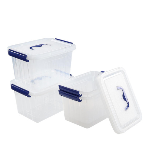 Nesmilers 6 Liter Clear Plastic Storage Box Tote Bins with Lids Set of 4