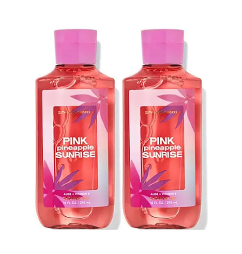 Bath and Body Works Pink Pineapple Sunrise Shower Gel Gift Sets For Women 10 Oz 2 Pack (Pink Pineapple Sunrise)