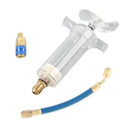 R134A Compressor Oil Dye Injector,MoreChioce AC Oil Injector Tool Oil and Dye Injector Refrigerant Tools A/C Dye Injector Tool Kit for R134A with 1/4inch SAE Air Conditioning