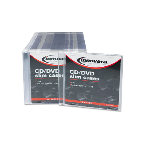 Innovera IVR85826 CD/DVD Slim Jewel Cases - Clear/Black (50/Pack)