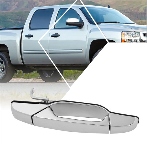 PM PERFORMOTOR Front Right Passenger Side Door Pull Handle w/o Keyhole Compatible with 07-13 Chevy Silverado 1500,Chrome