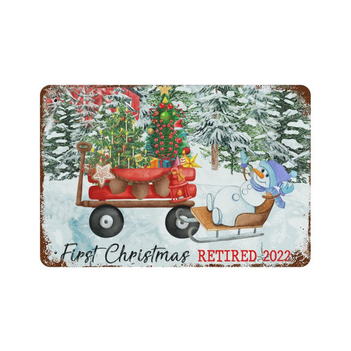 Wodevor Truck Merry Christmas Tree Snowman Winter Holiday Metal Tin Sign Bedroom Decor for Wall First Christmas Retired 2022 Metal Wall Sign Retro Art Vintage Bar Decor Yard Signs 8"x12"