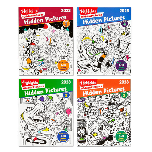 Highlights for Children Hidden Pictures 2023 Special Edition Activity Books for Kids Ages 6-12, 4-Pack, 128 Pages