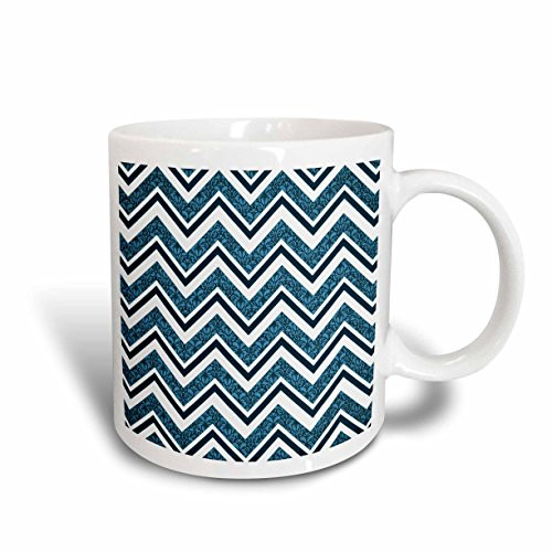 3dRose mug_78334_1 New Generation Damask Patterned Chevron Stripes in Bright Blue Ceramic Mug, 11-Ounce