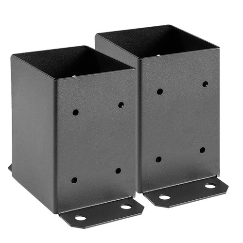 SPACEEUP 4x4 Post Base 2 Pcs, Inner Size 3.6"x3.6" Post Base Brackets, Heavy Duty Powder-Coated Post Anchor Matte Black Wood Post Brackets for Pavilion Deck Railing Support Deck Base Plate