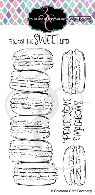 Colorado Craft Company Colorado Clear Stamp, Slimline Macarons-Big & Bold