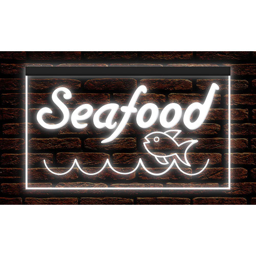 110026 Fresh Seafood Restaurant Cafe Crab Fish Oyster Bar Shop Store Decor Open Display LED Light Neon Sign (12" X 8", White)