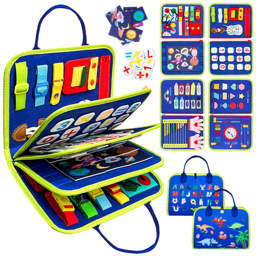 Xiauodo Busy Board Montessori Toys for Toddlers Educational Activity Developing Sensory Board for Learning Fine Motor Skills Toddler Travel Toy for Plane Car Activities Gift for Boys Girls