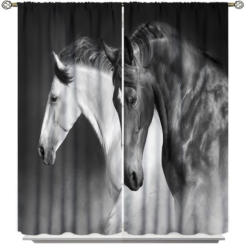 Horse Window Curtains,Bedroom Blackout Curtains,Animal Horses Galloping Above The Snow in Winter Thermal Insulated Drapery Drapes for Living Room 42x63inch(107x160cm) Horse Window Curtains,Bedroom Blackout Curtains,Animal Horses Galloping Above The Snow in Winter Thermal Insulated Drapery Drapes for Living Room 42x63inch(107x160cm)