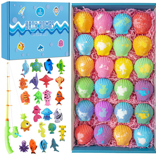 Bath Bombs for Kids with Surprise Fishing Games Inside for Girls Boys - 12 Shell Kids Bath Bombs Gift Set, Handmade Bubble Bath Fizzes Bomb for Chrildren Birthday Christmas and Party Favor Bath Bombs for Kids with Surprise Fishing Games Inside for Girls Boys - 12 Shell Kids Bath Bombs Gift Set, Handmade Bubble Bath Fizzes Bomb for Chrildren Birthday Christmas and Party Favor