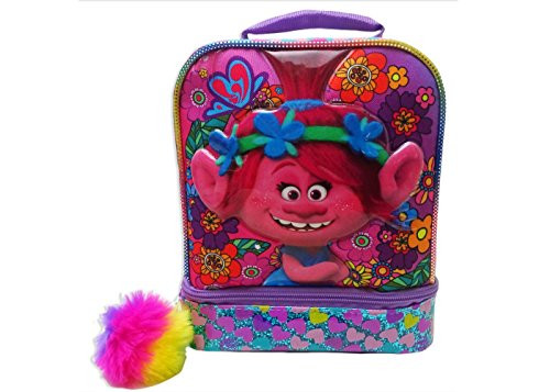 Trolls Dual Compartment Lunch Bag with Pom Pom - Multicolor