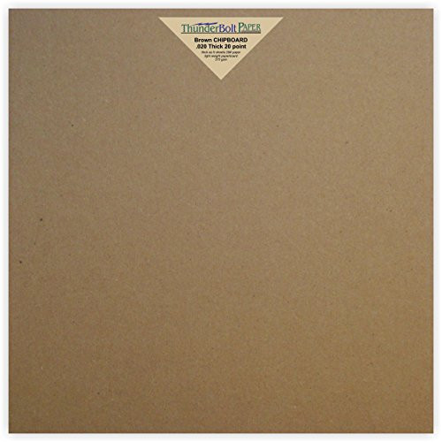 25 Sheets Chipboard 20pt (point) 12 X 12 Inches Light Weight Scrapbook Size .020 Caliper Thick Cardboard Craft|Ship Brown Kraft Paper Board
