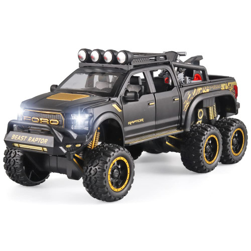 OANMYJJO Toy Pickup Trucks F150 Raptor Metal Diecast Automobile Model?with Sound and Light?Pull Back for Kids Age 3 Year and up ?Black?