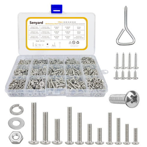 728pcs Machine Screws Assortment Kit,#2-56#4-40#6-32 Phillips Pan Head nut and Bolt Assortment Kit (with Lock&Flat washers?Wrenches) Stainless Steel Screws Bolt nut washers Assortment kit with case 728pcs Machine Screws Assortment Kit,#2-56#4-40#6-32 Phillips Pan Head nut and Bolt Assortment Kit (with Lock&Flat washers?Wrenches) Stainless Steel Screws Bolt nut washers Assortment kit with case