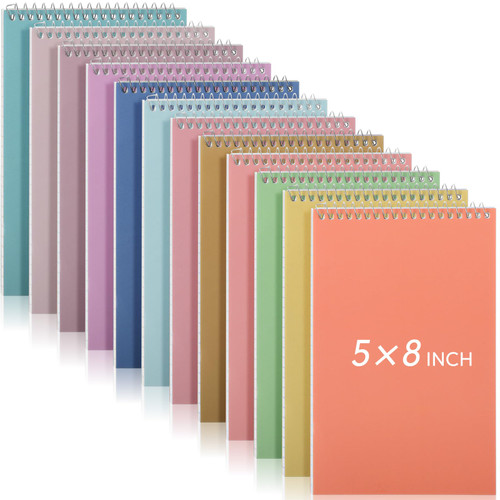 Fuutreo 12 Pack 5'' x 8'' Small Spiral Notebooks Office Steno Book Durable Spiral Steno Books College Ruled White Paper 70 Sheets Pastel Colors Covers for School University College Office (Cute Color)