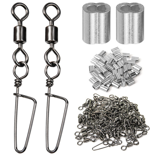 Volein Decoy Crimp Swivel Snap Set, Decoy Crimping Snap Swivels Tools, Decoy Line Crimps Ball Bearing Swivels, Texas Rigs Tools for Duck Goose Decoys Hunting?150-Pack Volein Decoy Crimp Swivel Snap Set, Decoy Crimping Snap Swivels Tools, Decoy Line Crimps Ball Bearing Swivels, Texas Rigs Tools for Duck Goose Decoys Hunting?150-Pack