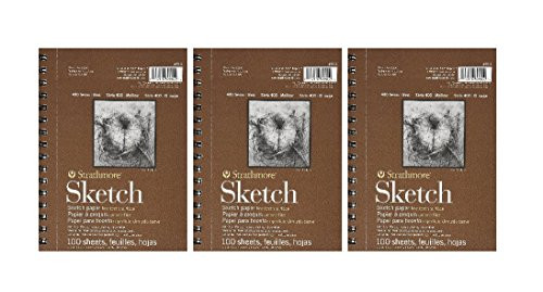 Strathmore 455800 60-Pound 100-Sheet Strathmore Sketch Paper Pad, 5.5 by 8.5-Inch (3-PACK)
