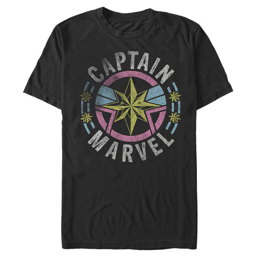 Marvel Men's Universe 90S CAPT Logo T-Shirt, Black, Medium