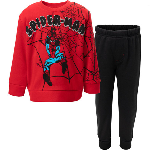 Marvel Avengers Spider-Man Little Boys Fleece Pullover Sweatshirt and Pants Set Black/Red 7-8