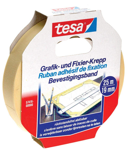 tesa 57416-00000-02 Tape Graphic and Fixing Crepe, Paper, 25 m x 19 mm, Beige, 25m x 19mm