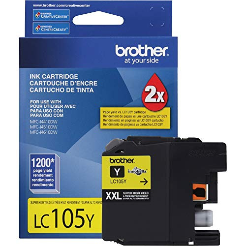 Brother Genuine LC105Y Super High Yield XXL Yellow Ink Cartridges Brother Genuine LC105Y Super High Yield XXL Yellow Ink Cartridges