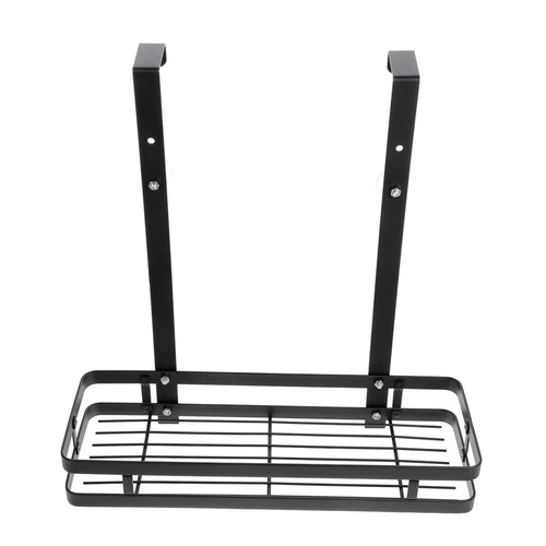 Zerodeko Hanging Basket behind The Door Bathroom Shelf Organizer Black over Door Shower Bathroom Door Wall Hanging Shelves Stainless Steel Shower Shelf Storage Box No Punching