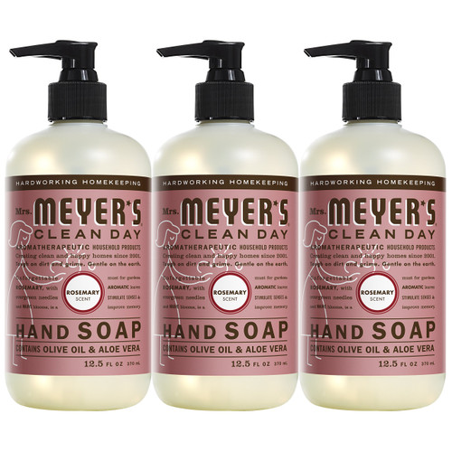 MRS. MEYER'S CLEAN DAY Hand Soap, Made with Essential Oils, Biodegradable Formula, Rosemary, 12.5 Fl. Oz - Pack Of 3