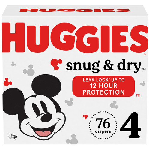 Huggies Size 4 Diapers, Snug & Dry Baby Diapers, Size 4 (22-37 lbs), 76 Count