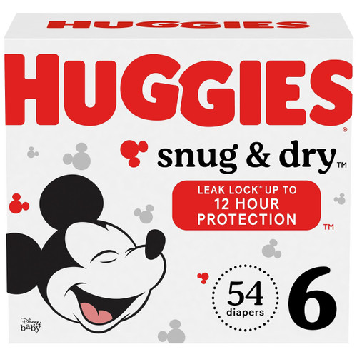Huggies Size 6 Diapers, Snug & Dry Baby Diapers, Size 6 (35+ lbs), 54 Count