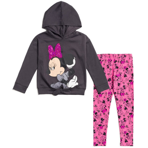 Disney Minnie Mouse Little Girls Pullover Fleece Hoodie and Leggings Outfit Set Gray 7-8 Disney Minnie Mouse Little Girls Pullover Fleece Hoodie and Leggings Outfit Set Gray 7-8