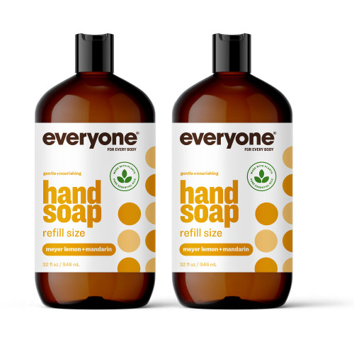 Everyone Liquid Hand Soap Refill, 32 Ounce (Pack of 2), Meyer Lemon and Mandarin, Plant-Based Cleanser with Pure Essential Oils Everyone Liquid Hand Soap Refill, 32 Ounce (Pack of 2), Meyer Lemon and Mandarin, Plant-Based Cleanser with Pure Essential Oils