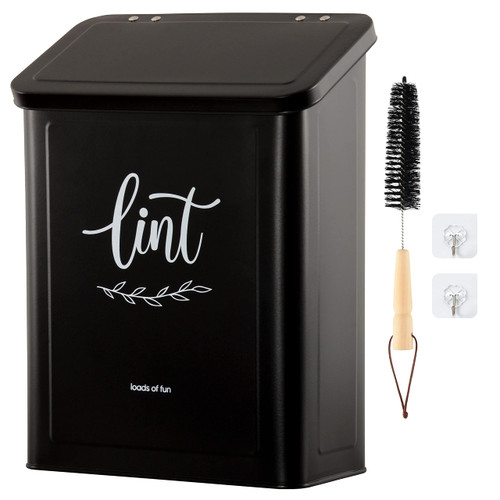 Perfnique Magnetic Lint Bin for Laundry Room with Lint Brush, Wall Mounted Lint Holder Trash can with lid for Dryer, Modern Farmhouse Rustic Metal Laundry Room Storage Organization and Decor(Black) Perfnique Magnetic Lint Bin for Laundry Room with Lint Brush, Wall Mounted Lint Holder Trash can with lid for Dryer, Modern Farmhouse Rustic Metal Laundry Room Storage Organization and Decor(Black)
