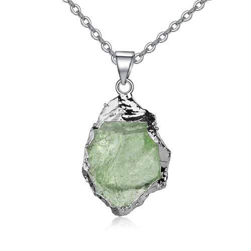 ZPMMPZ Natural Clear Quartz Necklace Irregular Clear Quartz Necklace Green Natural Crystal Necklace Irregular Healing Crystal Pendant Necklace for Women Girls with Plated Edge ZPMMPZ Natural Clear Quartz Necklace Irregular Clear Quartz Necklace Green Natural Crystal Necklace Irregular Healing Crystal Pendant Necklace for Women Girls with Plated Edge