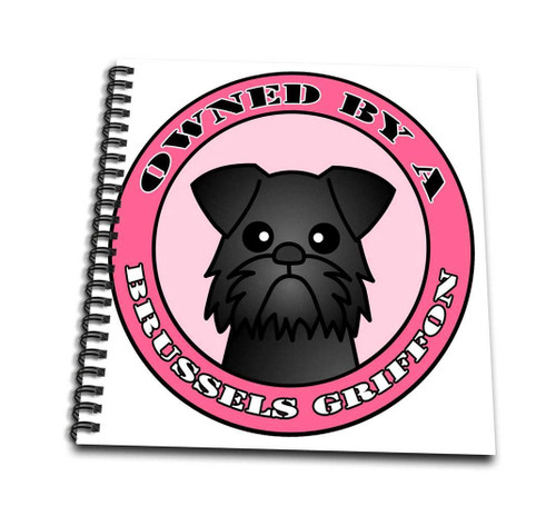 3dRose db_57156_1 Owned by a Brussels Griffon Dog Black Coat-Pink-Drawing Book, 8 by 8"