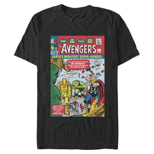 Marvel Big & Tall Classic Avengers #1 Men's Tops Short Sleeve Tee Shirt, Black, 4X-Large